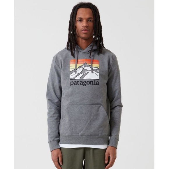 Patagonia Men's Line Logo Ridge Uprisal Pullover Hoodie in Grey, Size L